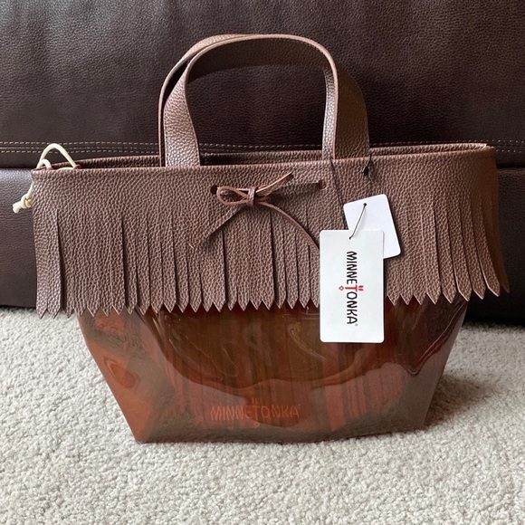 MINNETONKA Tote Bag Small Ladies Fringe PVC Tote Bag Clear Bag [Japan Genuine] - Picture 2 of 12